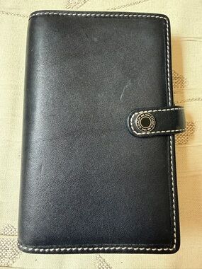 Nwt Coach FS 1801 small Black Leather Organizer planner agenda wallet Folio